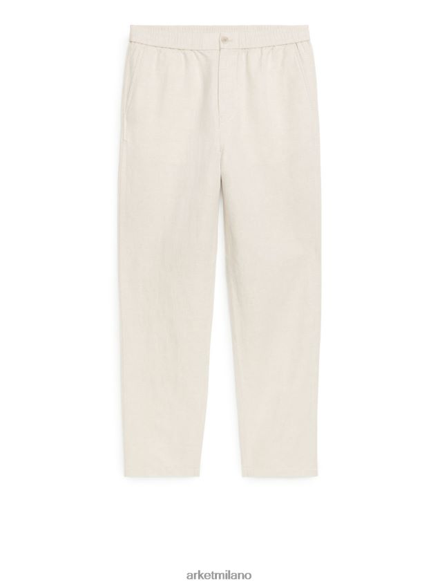 vestiario esso ARKET uomini pantaloni di lino con coulisse beige chiaro 6F0F6L1054