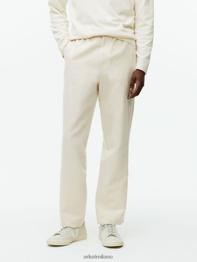 vestiario esso ARKET uomini pantaloni di lino con coulisse beige chiaro 6F0F6L1054