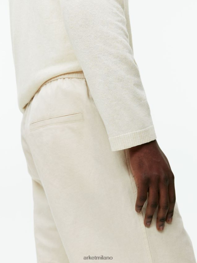 vestiario esso ARKET uomini pantaloni di lino con coulisse beige chiaro 6F0F6L1054