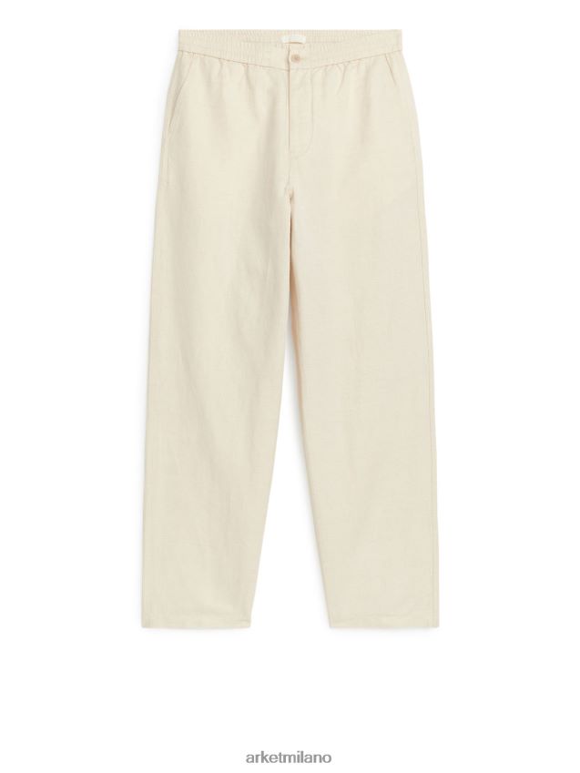 vestiario esso ARKET uomini pantaloni di lino con coulisse beige chiaro 6F0F6L1054