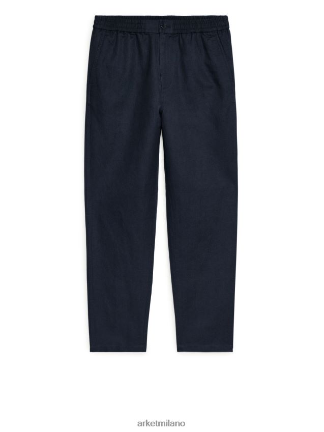vestiario esso ARKET uomini pantaloni di lino con coulisse blu scuro 6F0F6L1055
