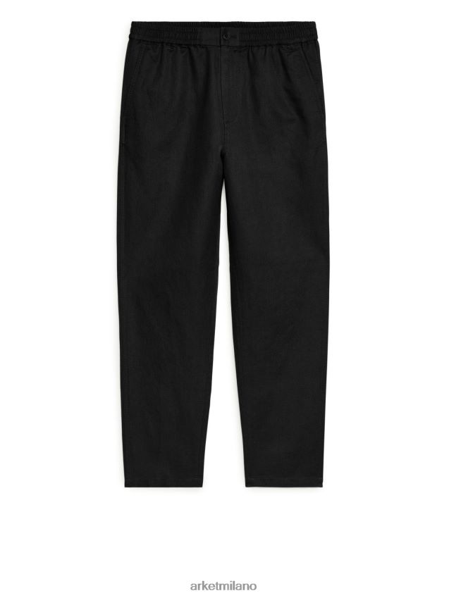 vestiario esso ARKET uomini pantaloni di lino con coulisse nero 6F0F6L1053