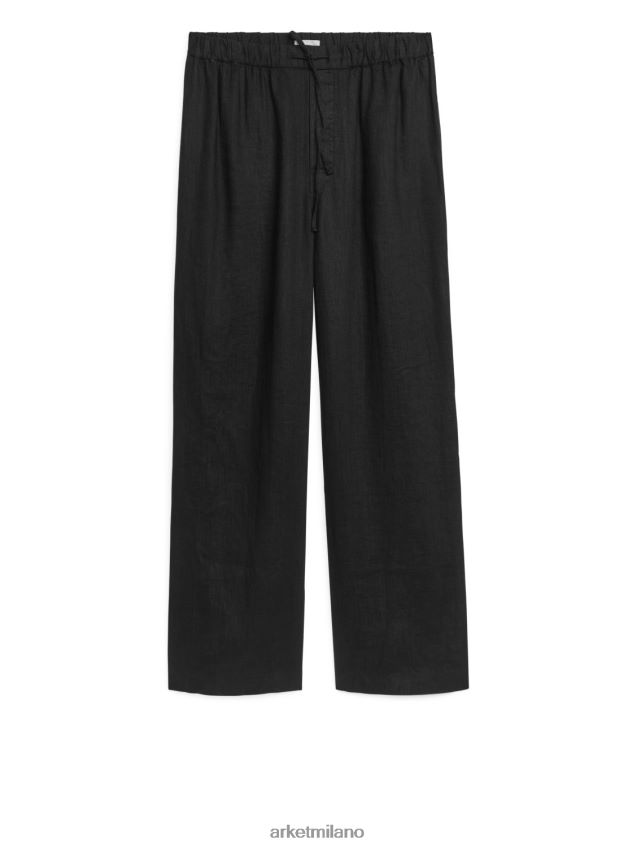 vestiario esso ARKET uomini pantaloni di lino con coulisse nero 6F0F6L1058