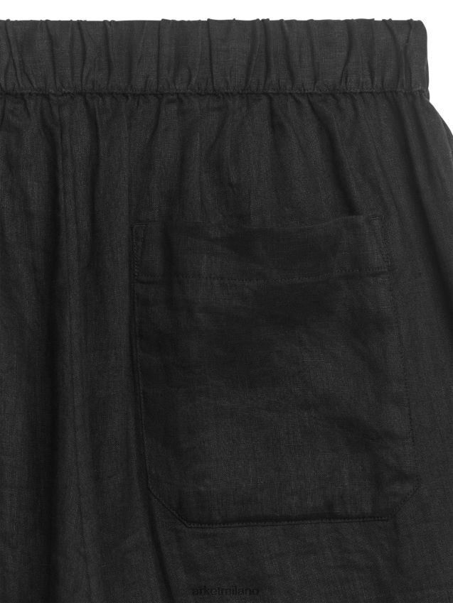 vestiario esso ARKET uomini pantaloni di lino con coulisse nero 6F0F6L1058