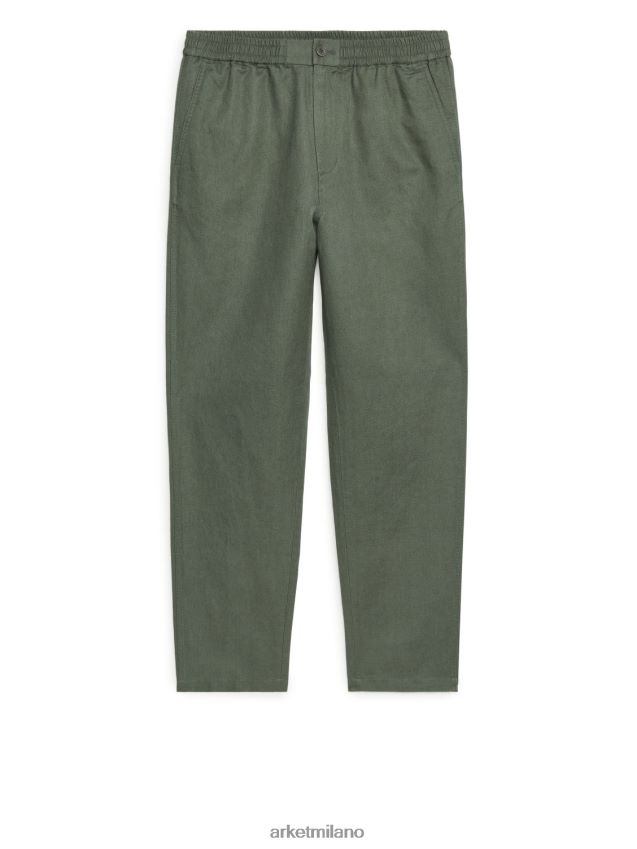vestiario esso ARKET uomini pantaloni di lino con coulisse verde kaki 6F0F6L1052