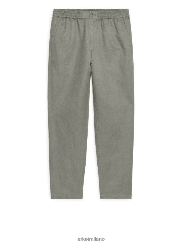 vestiario esso ARKET uomini pantaloni di lino con coulisse verde kaki 6F0F6L1056