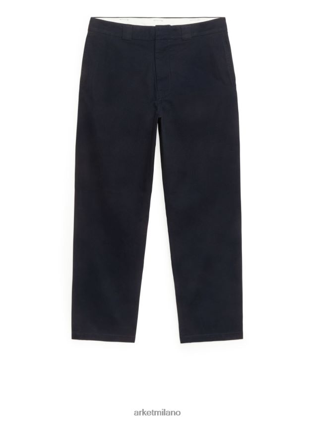 vestiario esso ARKET uomini pantaloni in twill di cotone blu scuro 6F0F6L1091