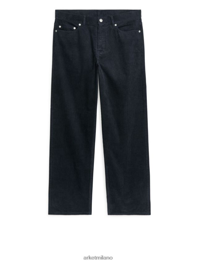 vestiario esso ARKET uomini pantaloni larghi di velluto a coste nero 6F0F6L1077