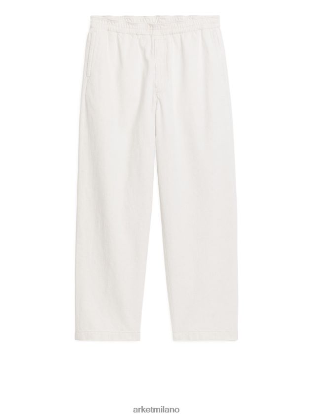 vestiario esso ARKET uomini pantaloni rilassati in cotone e lino bianco 6F0F6L1059