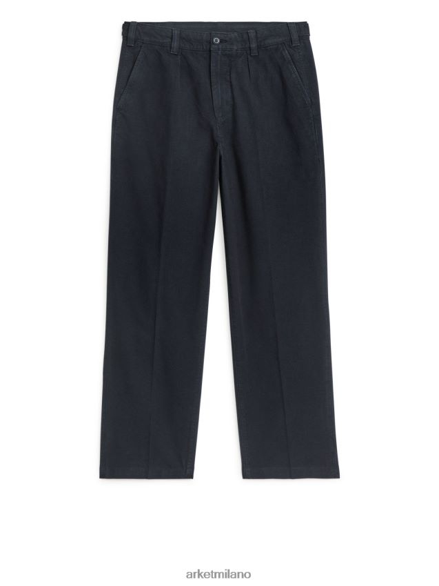 vestiario esso ARKET uomini pantaloni utility in tela di cotone blu scuro 6F0F6L1065